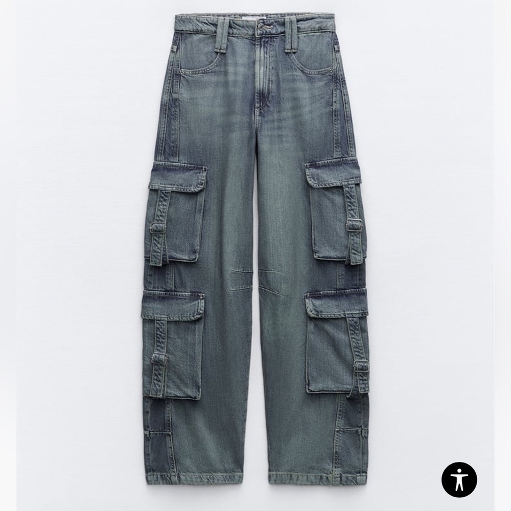 Zara blue jean cargo pants